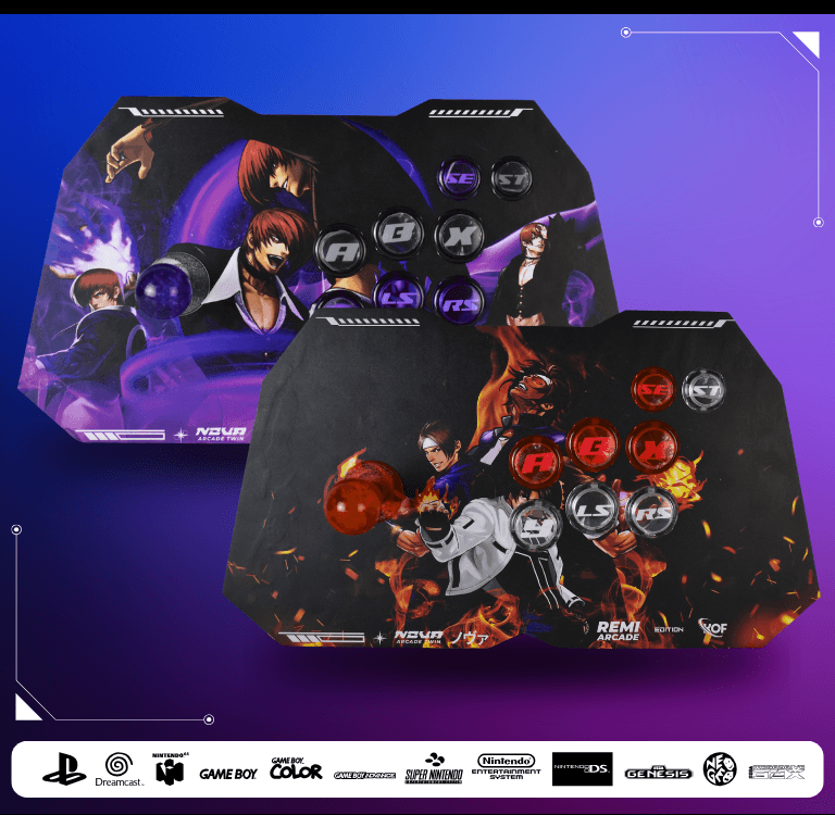 Controles Nova Arcade Twin con diseños de videojuegos de pelea